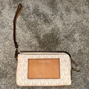 Michael Kors Brown and Cream Wristlet